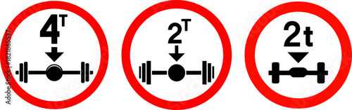 Axle Load Weight Restriction Signs 4T 2T Road Traffic Vector