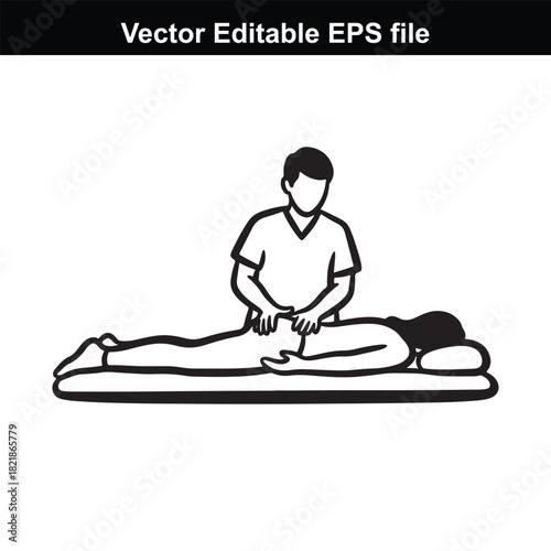 Illustration of a person receiving a massage from a therapist, isolated on white background