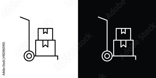 Hand truck icons isolated outline vector icon with editable stroke