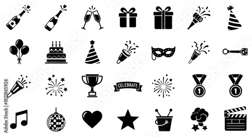 Celebration and Party Icons A Collection of Festive Symbols