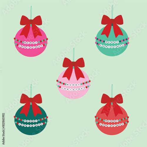 Colorful Christmas Ornaments with Beaded Friendship Bracelet Lettering