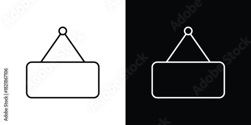 Hanging sign icons isolated outline vector icon with editable stroke