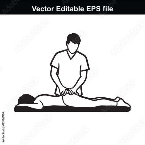 Illustration of a person receiving a massage from a therapist, isolated on white background