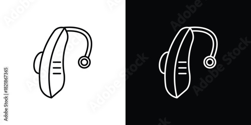 Hearing aid receiver icons isolated outline vector icon with editable stroke