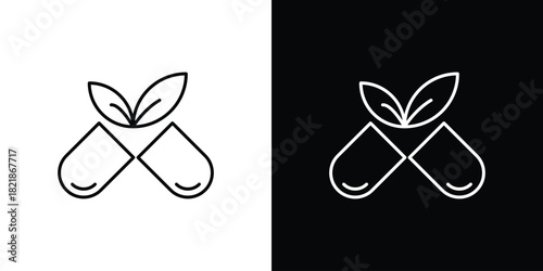 Herb eco capsule icons isolated outline vector icon with editable stroke