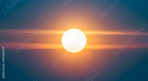 The immense, burning orb of the sun at midday.
