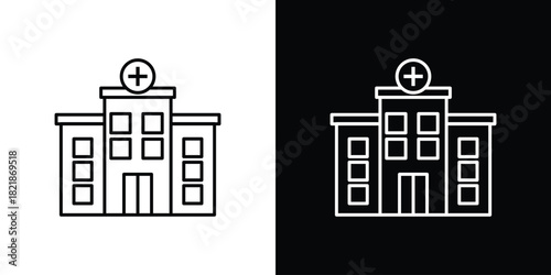 Hospital icons isolated outline vector icon with editable stroke