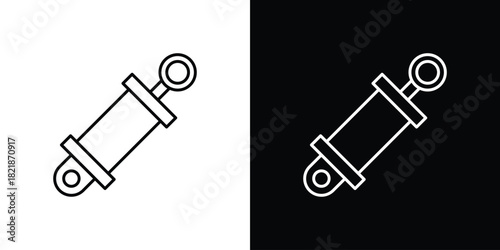 Hydraulic cylinder icons isolated outline vector icon with editable stroke