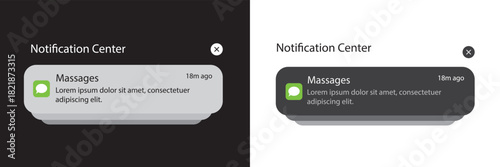 Push notifications icons. Notification template Message Interface. Message bubble icons. displaying alerts and messages on the screen. Vector.