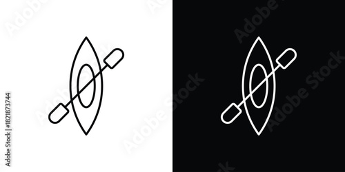 Kayak icons isolated outline vector icon with editable stroke