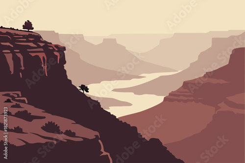 Grand Canyon desert rim silhouette ultra minimal