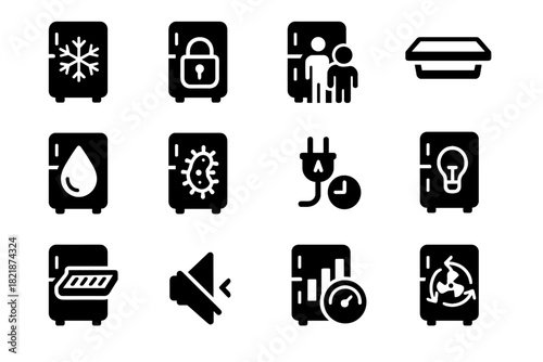 Spill fridge monitoring control circulation mode switch smart vector icons icon nano