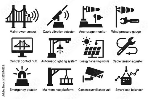 Hub icon pressure platform sensors harvesting vector bridge module load smart