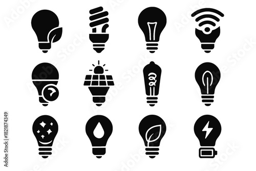 Vector lamp friendly filament halogen decorative smart eco icon compact bulb rechargeable