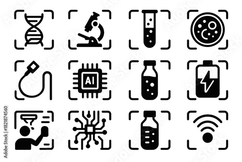 Microscope sensor dish board helix analysis vector ai test scanner bio icon