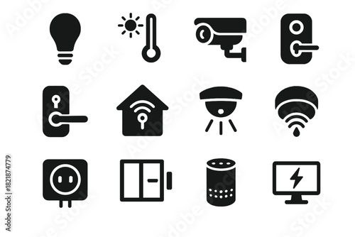 Icon vector motion thermostat assistant monitor control smart plug home sensor voice