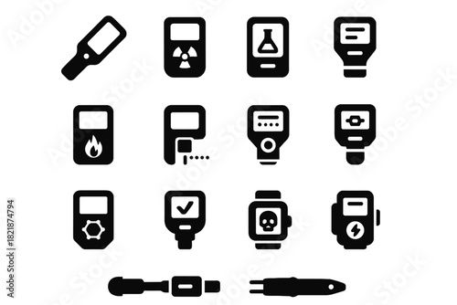 Mini compact detector nano control icon scanner material icons vector analyzer surface