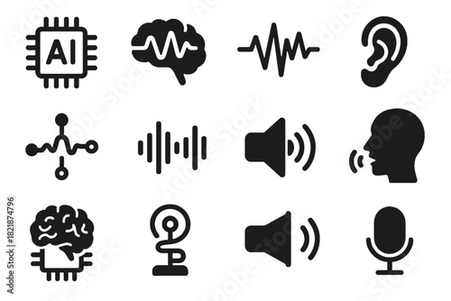 Icon signal voice training icons waveform receiver sound listening vector recognition bars