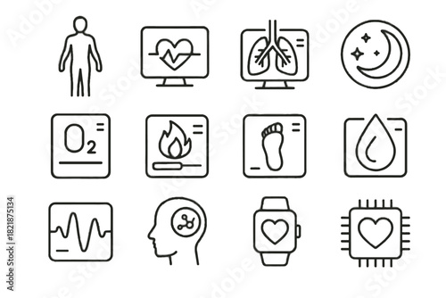 Stress digital heartbeat silhouette cycle scan blood step vector health breathing icon