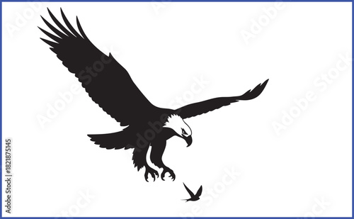 Eagle hunting prey silhouette vector illustration graphic design