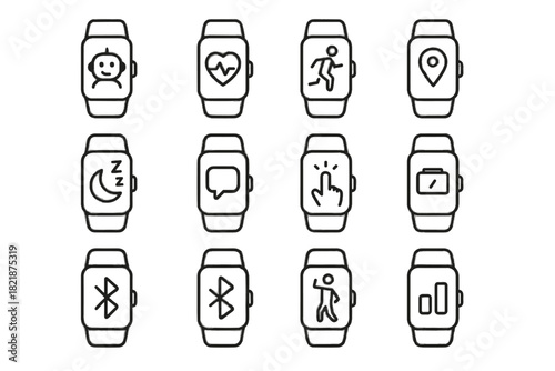 Vibration monitor ai fitness module gps step health icon vector smart battery