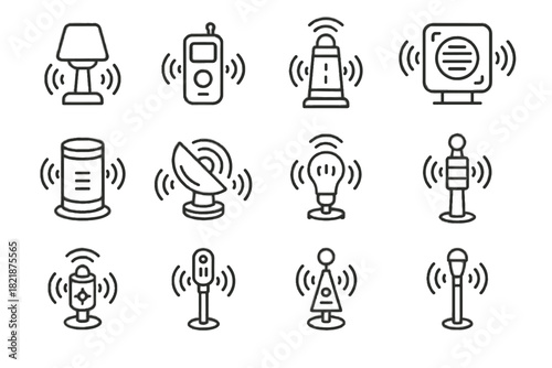 Navigation vector beacon echo icons lamp icon smart light voice tower signal