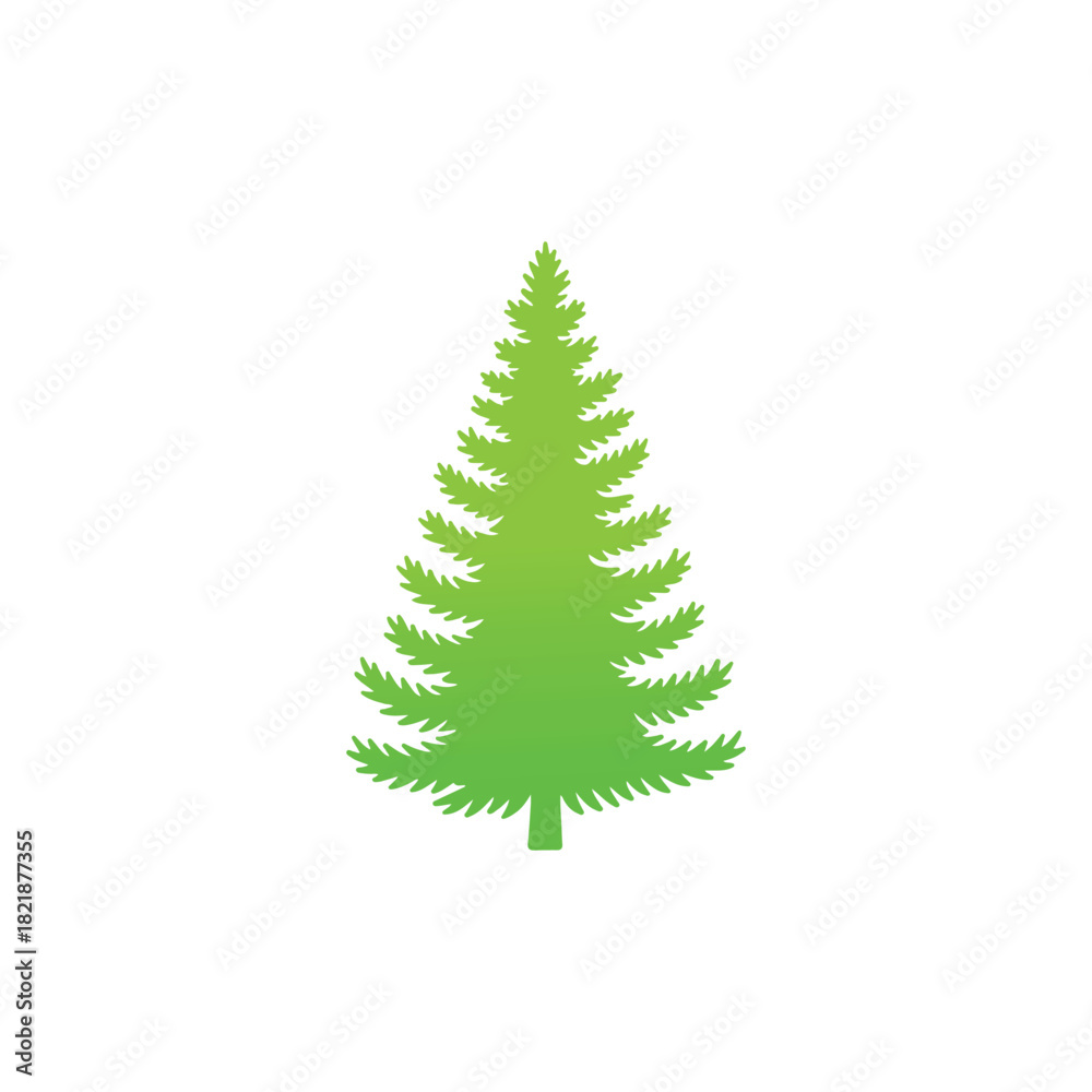 Obraz premium a vibrant green pine tree stands prominently against a stark white background creating a striking silhouette