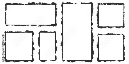 Distressed grunge textured frames set on white background for creative designs