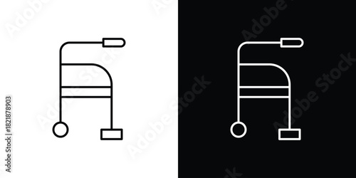 Medical walker icons isolated outline vector icon with editable stroke