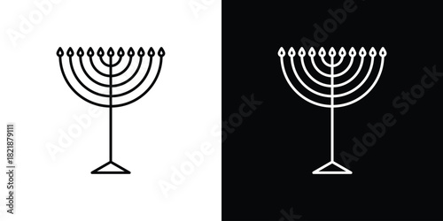 Menorah icons isolated outline vector icon with editable stroke