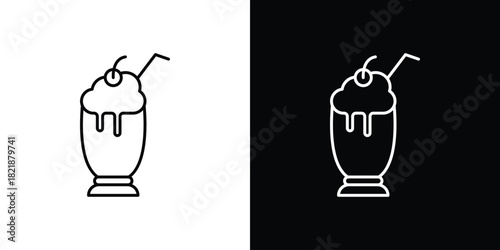 Milk shake icons isolated outline vector icon with editable stroke