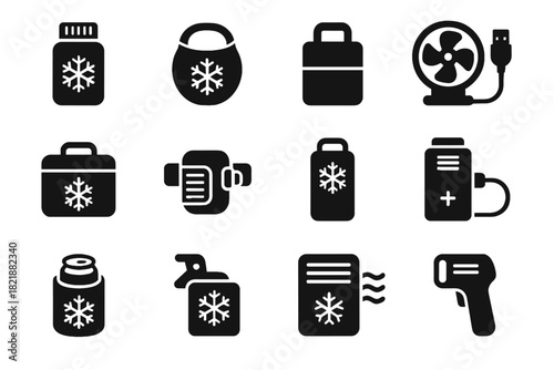 Icon handheld portable chiller cooling ultra pack drink cooler vector pocket small