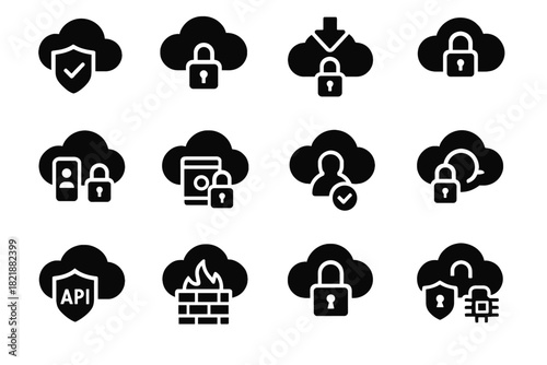 Locked icon intrusion backup protected secure cloud authentication icons download database vector