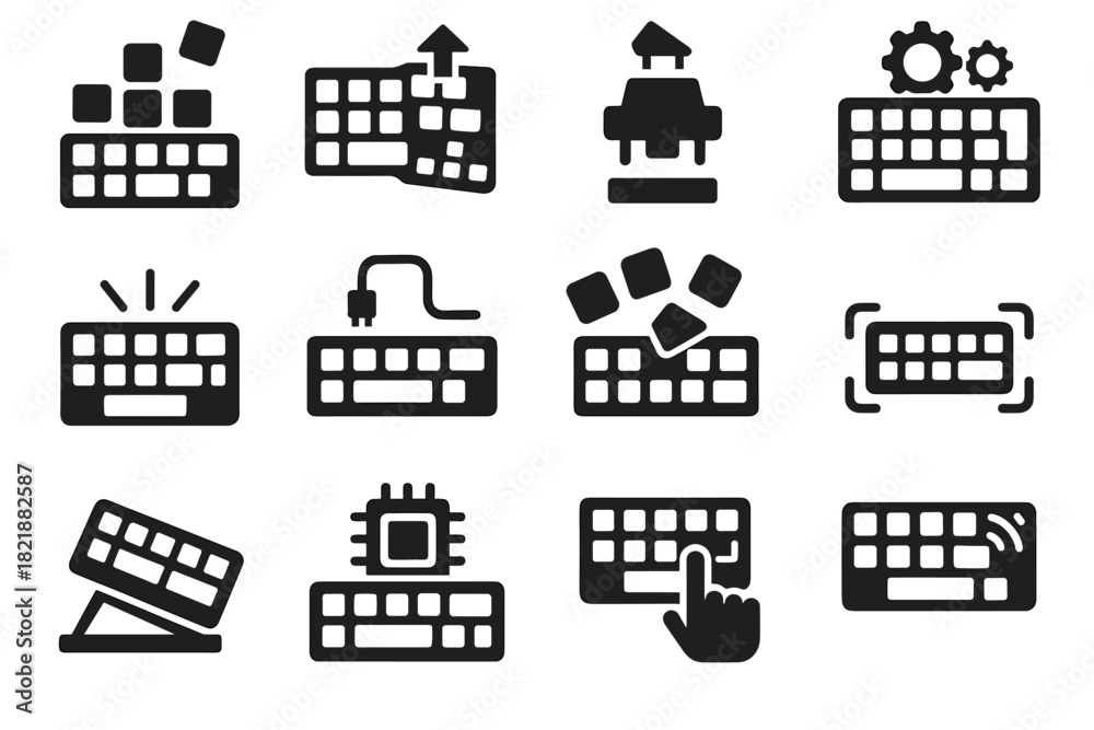 Obraz premium Icon lighting adaptable customizable icons modular flexible design keyboard rearrangeable vector parts