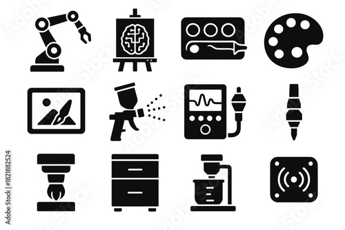 Canvas color module robotic unit control icon vector panel painting storage ai