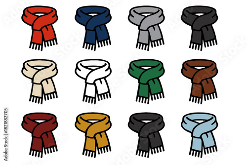 Mustard scarf icon green red blue winter vector ice brown black charcoal