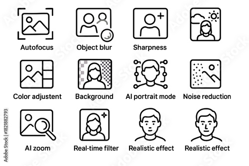 Effect color enhancement zoom image reduction vector sharpness ai correction icon filter