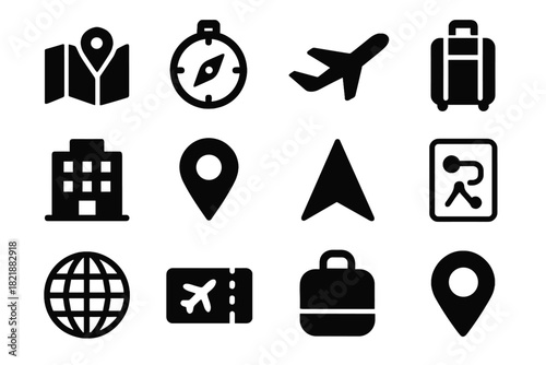 Arrow ticket suitcase travel vector itinerary icon app navigation bag icons globe
