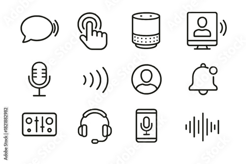 Vector profile graph interface bell icon app command notification smart voice