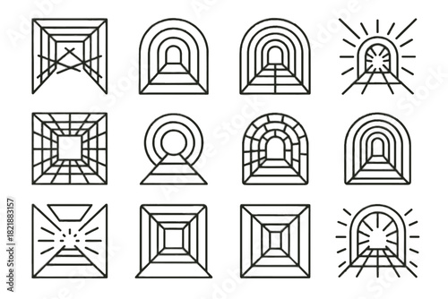 Digital arch holographic vector sci glowing tunnel fi icon futuristic corridor tube