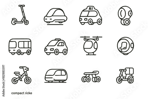 Icons vehicle vector scooter icon robotic ai bike hovercar futuristic cargo capsule