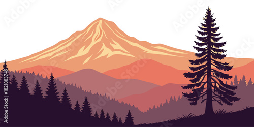 Mount Rainier silhouette layered sunset