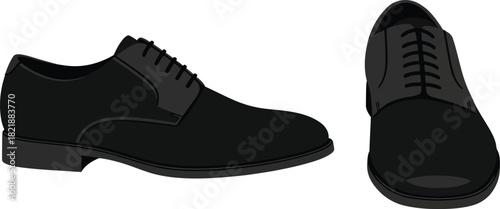 A simple illustration displaying a pair of black laced dress shoes