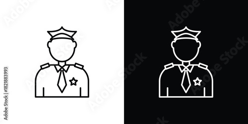 Officer icons isolated outline vector icon with editable stroke