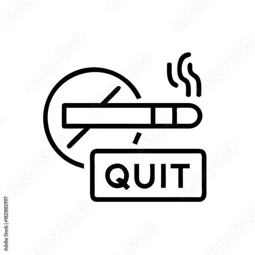 Quit smoking concept with cigarette symbol and quit sign  