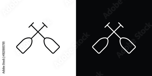 Paddle icons isolated outline vector icon with editable stroke