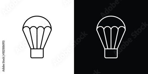 Parachute icons isolated outline vector icon with editable stroke
