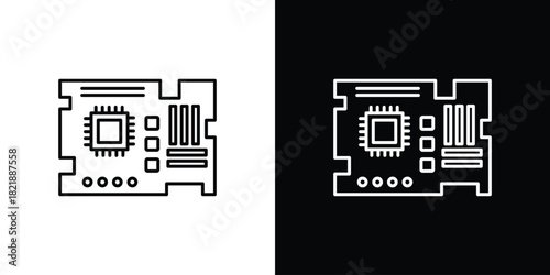 PCB icons isolated outline vector icon with editable stroke