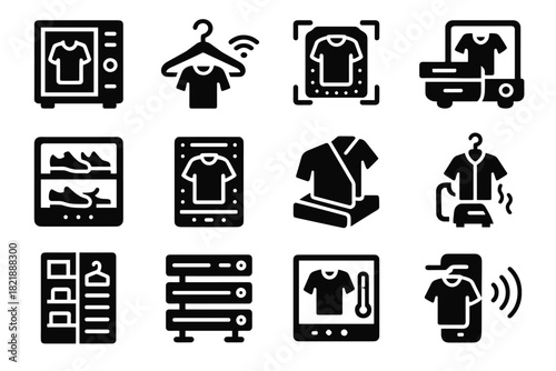 Control icons digital ai automated drawer wardrobe robotic clothing smart vector steamer