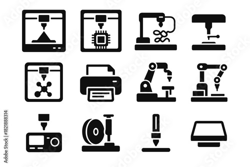 Panel spool nozzle desktop printer vector nano icon tool calibration precision